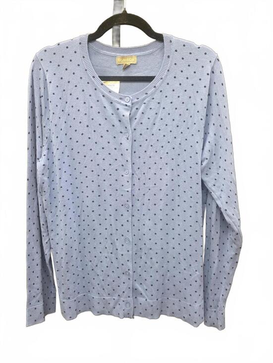 Sweaters - STYLE CO WOMENS BUTTON-UP CARDIGAN SWE BLUE DOT L